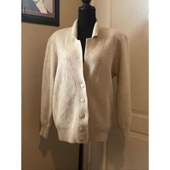 Vintage cream Richard & Co lambs wool with angora rabbit hair blend sweater with - Picture 1 of 5